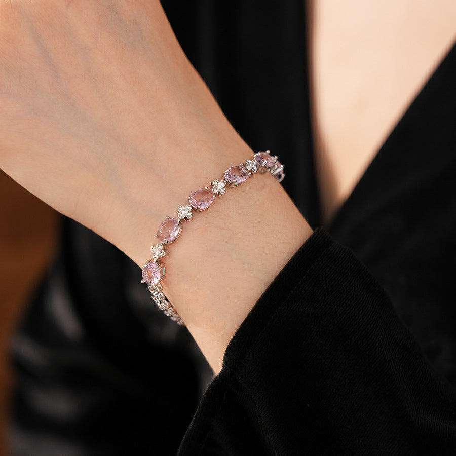 Radiant Gem Elegance Bracelet with oval and round zircon stones in red variant – Glazenya jewelry