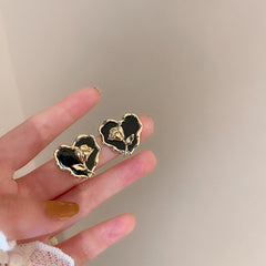 Stud earrings collection with enamel/stone cabochons, crystal accents and gold-tone settings — 43 variants — Eternal Heart Gem Earrings Collection.