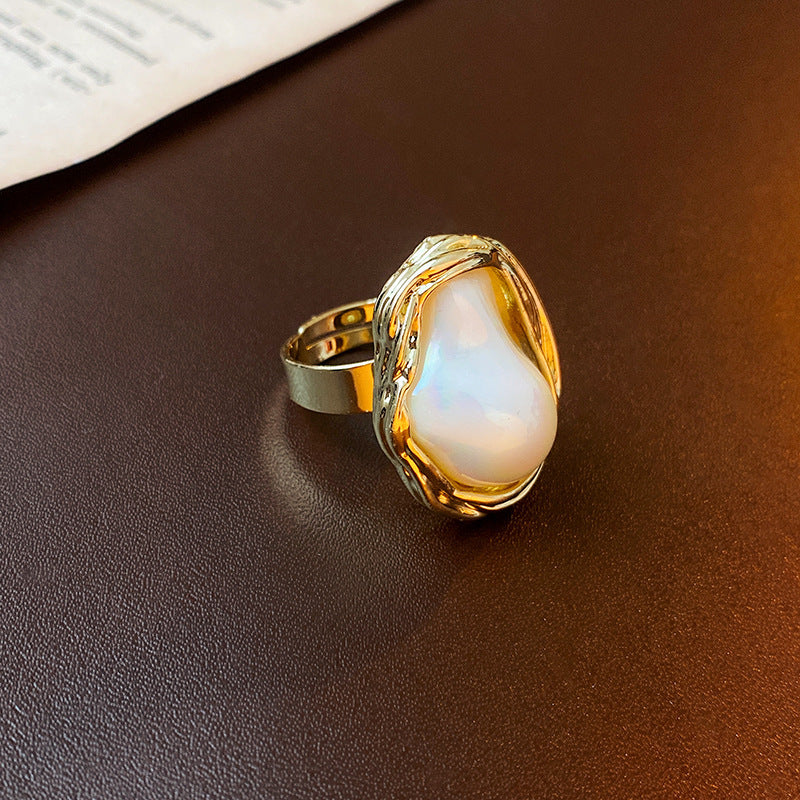 Baroque Pearl Tulip Open Ring – Korean Sweet Chic Series