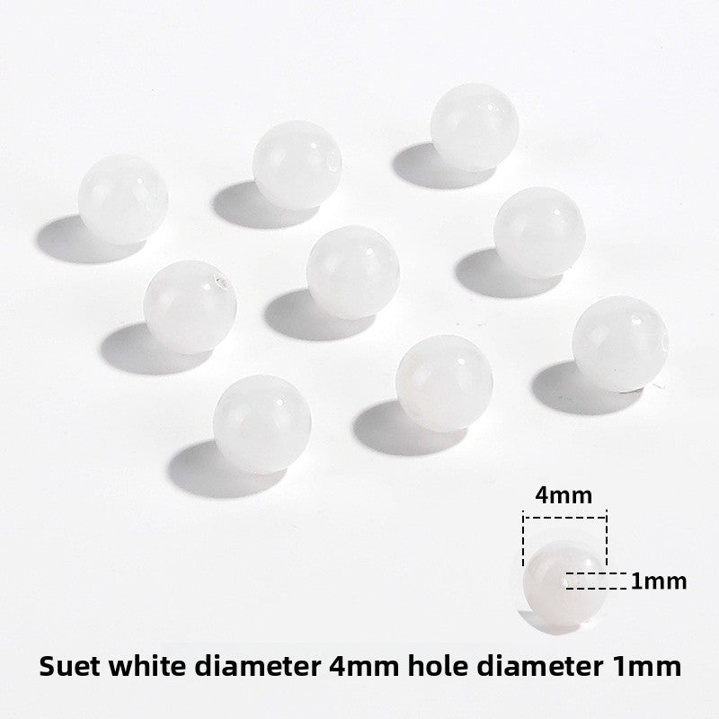 Hetian jade round beads, snowy white/pale celadon, polished, assorted 4–10 mm — Snowfield Whisper.