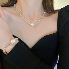 Glazenya Artificial Silver Fragment Pearl Choker — light luxury irregular pearl necklace with fragmented silver design, niche high-end collarbone chain accessory.