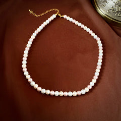 Rosélia Pearl Duo Necklace & Bracelet in rose-tinted pearls – French vintage chic jewelry
