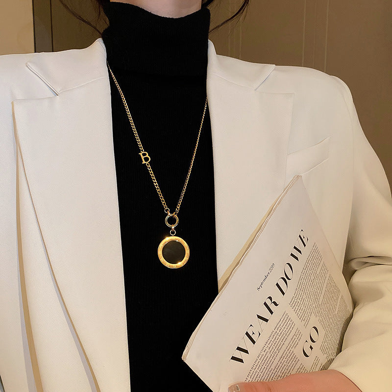 Versatile Minimalist Titanium Steel Pearl Pendant Necklace