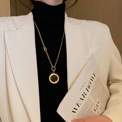 Versatile Minimalist Titanium Steel Pearl Pendant Necklace