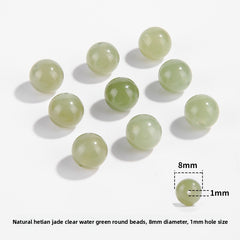 Hetian jade round beads, snowy white/pale celadon, polished, assorted 4–10 mm — Snowfield Whisper.