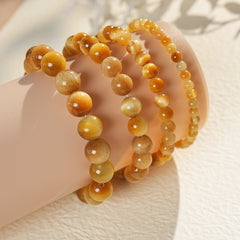 Golden Tiger Eye Bead Bracelet – natural polished stone beads on wrist