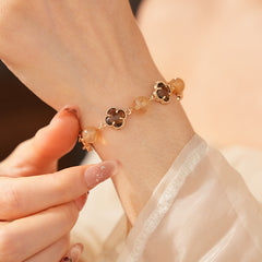 Radiant Flora Bead Bracelet with pink crystal and glass beads – Glazenya jewelry