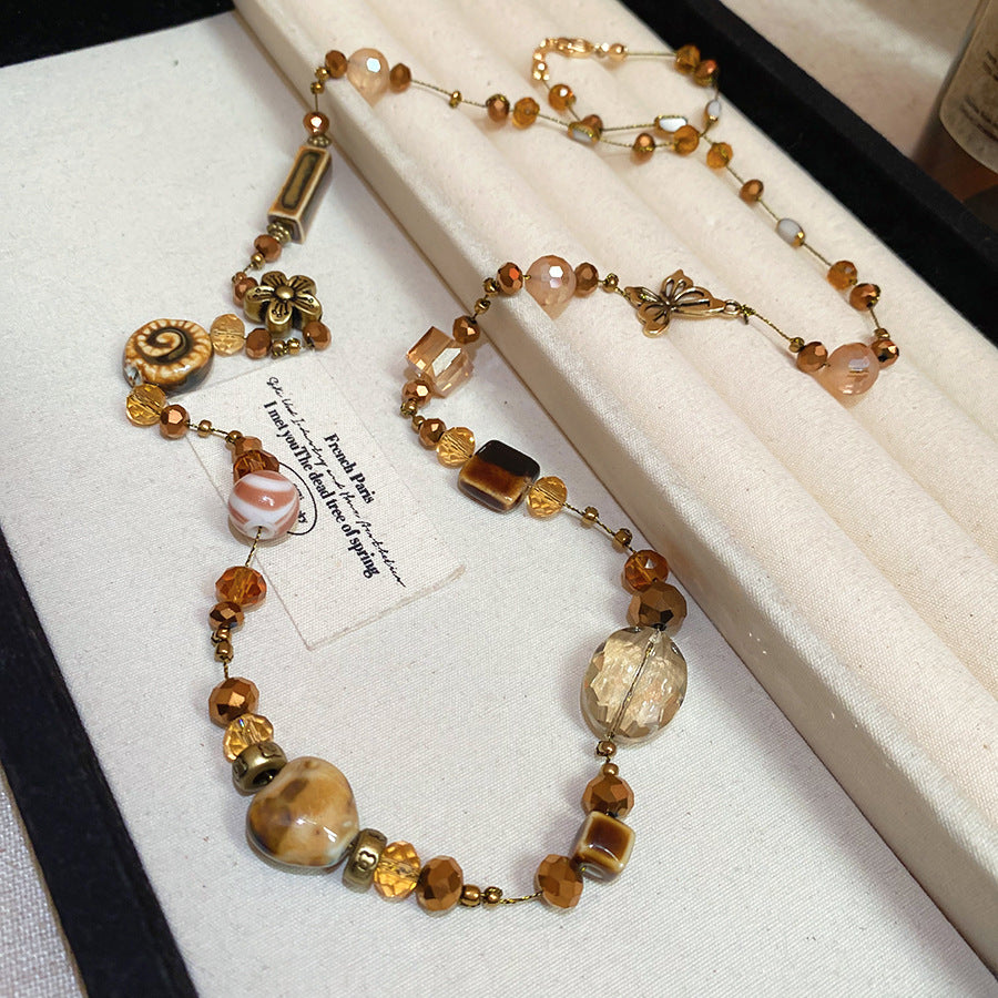 Sun Pendant Beaded Necklace Collection – Titanium Steel & Natural Stone Designs