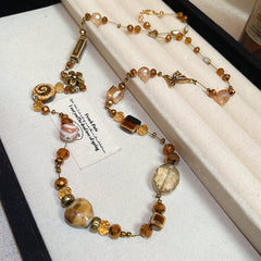 Sun Pendant Beaded Necklace Collection – Titanium Steel & Natural Stone Designs