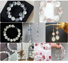 Snow Phantom Quartz round beads with frosty, snowflake-like inclusions—Frost-Mist Bloom (10/12 mm).