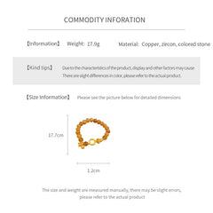Gold-tone beaded bracelet with lotus charm and zircon accents — Golden Lotus Prosperity Bracelet by Glazenya.