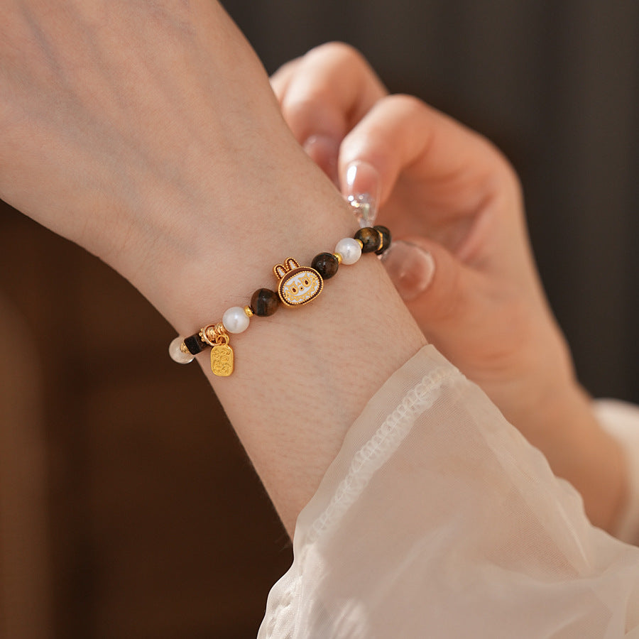 Tiger Eye Beaded Stretch Bracelet – Handmade Vintage Chic