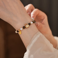 Tiger Eye Beaded Stretch Bracelet – Handmade Vintage Chic