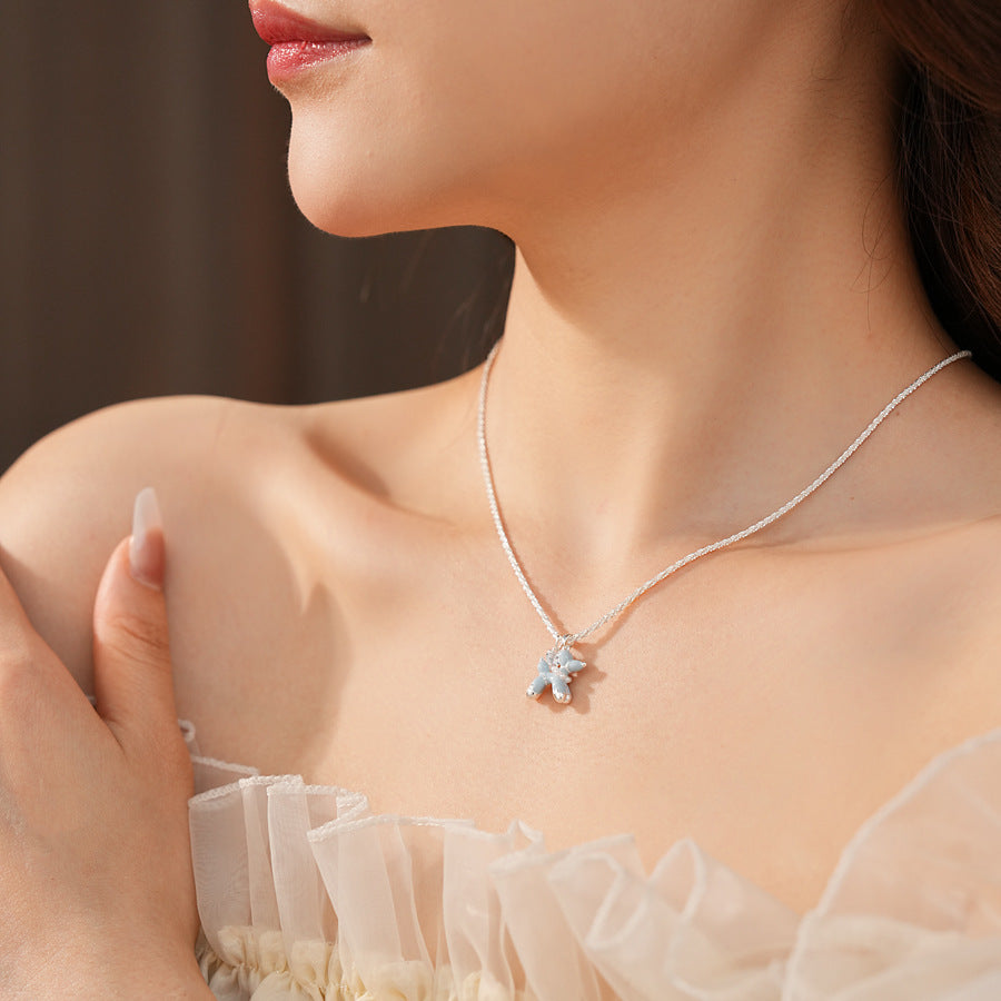 Blue Pup Pendant & Earrings Set