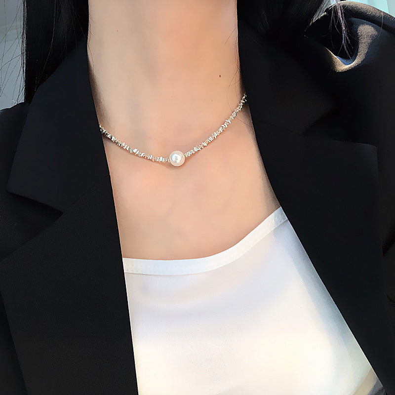 Artificial Silver Fragment Pearl Choker