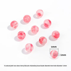 Pink chalcedony round beads, smooth polish, assorted 6–10 mm — Rosette Whisper.