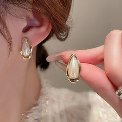 Vintage Pearl Stud Earrings Series with silver pins and baroque pearl courtly chic designs – light luxury retro jewelry
