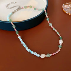 Baroque freshwater pearl colorful bead necklace and bracelet set – light luxury elegant women’s jewelry