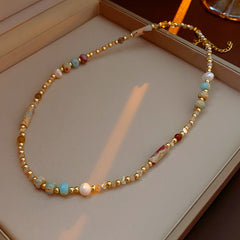 Baroque freshwater pearl colorful bead necklace and bracelet set – light luxury elegant women’s jewelry