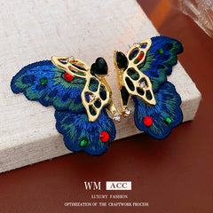 Vintage Butterfly & Heart Collection – handmade embroidery earrings, rings, and necklaces with butterfly and heart motifs in light luxury retro chic style
