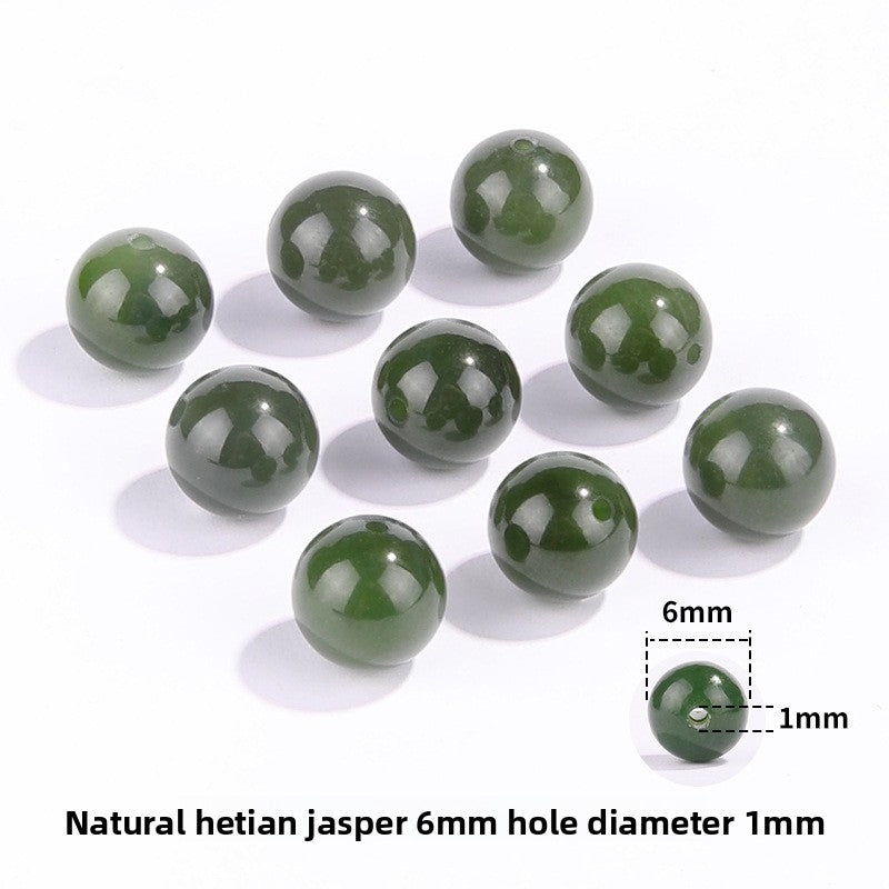 Hetian jade round beads, snowy white/pale celadon, polished, assorted 4–10 mm — Snowfield Whisper.