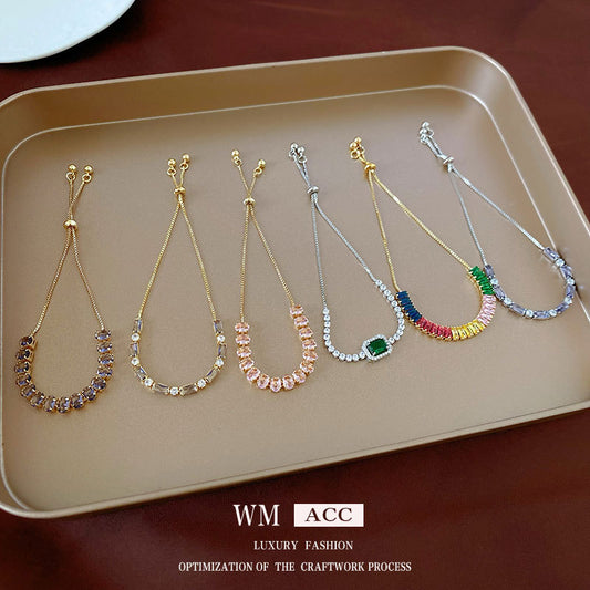 Zircon Adjustable Bracelet Series – multiple variations displayed
