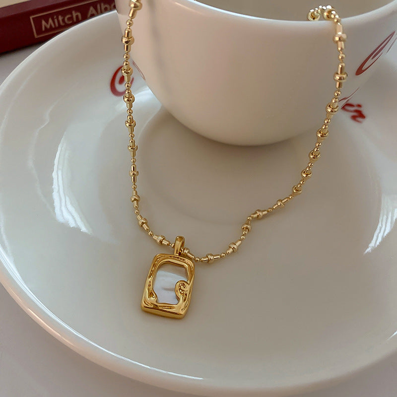 Versatile Minimalist Titanium Steel Pearl Pendant Necklace