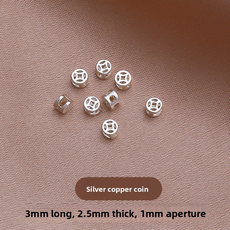 Lucky Grid · Silver-Plated Brass Spacer Beads (Fu & Coin Series)