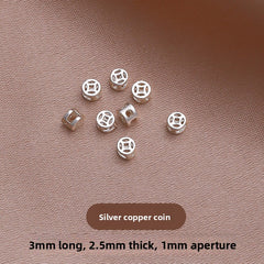 Lucky Grid · Silver-Plated Brass Spacer Beads (Fu & Coin Series)