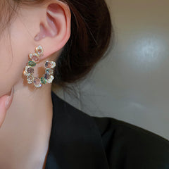 Exaggerated U-Shape Zircon Earrings with silver needle and sparkling zircon – light luxury statement jewelry
