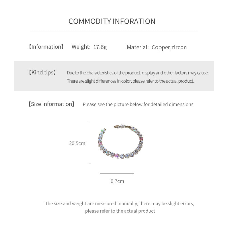 Pure Amour Bracelet with heart-cut white and pink zircon stones on gold clasp – Glazenya jewelry