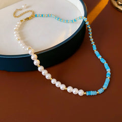 Baroque freshwater pearl colorful bead necklace and bracelet set – light luxury elegant women’s jewelry