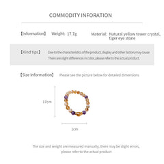 Sunset Harmony Crystal Bangle with yellow crystal and tiger-eye beads, gold-tone spacers, and a clear ring core.