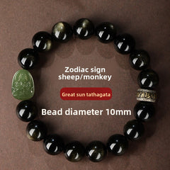 Serene Aegis – Obsidian & Hetian Jade Birth Buddha