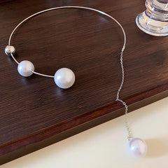 Glazenya Irregular Cross Pearl Choker — close-up of cross motif and pearls
