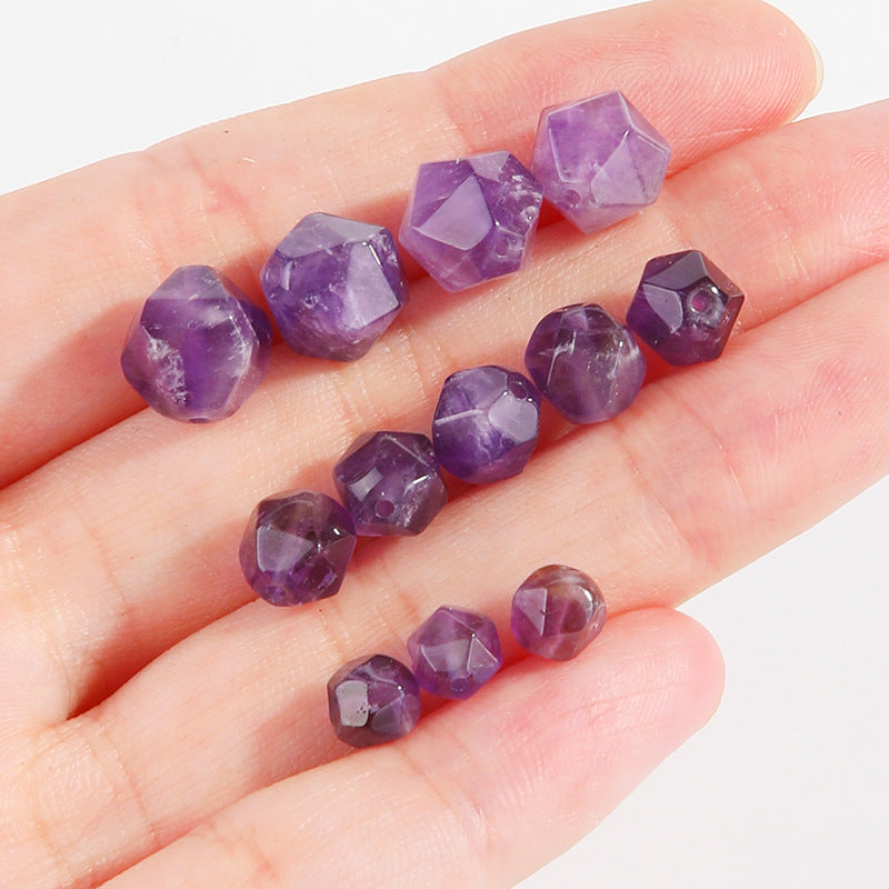 Irregular faceted amethyst beads, lilac to deep purple, sizes 6–10 mm — Amethyst Star-Facets.