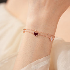 Rose gold heart pendant bracelet in French vintage style