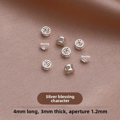 Lucky Grid · Silver-Plated Brass Spacer Beads (Fu & Coin Series)