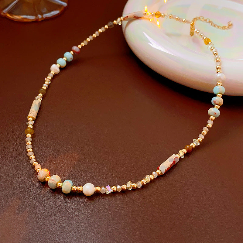 Baroque freshwater pearl colorful bead necklace and bracelet set – light luxury elegant women’s jewelry