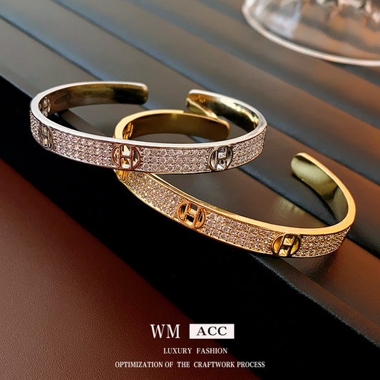 Zircon H Letter Open Bangle