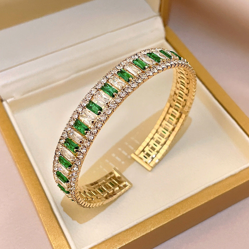 Dazzling Zircon Letter Bangle – Trendy Cold Chic Jewelry