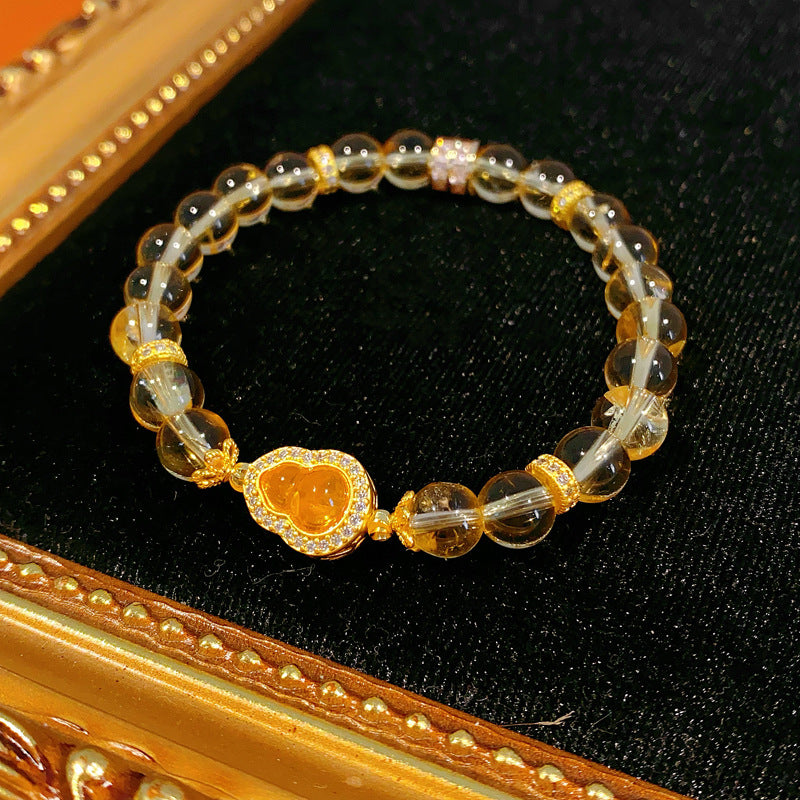 Sunlit Heart Gem Bracelet with golden crystal beads and heart-shaped zircon charm – Glazenya