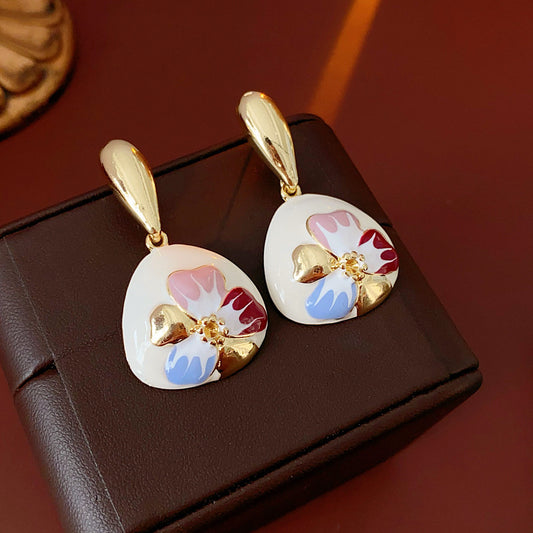 Pastel Bloom Enamel Drop Earrings