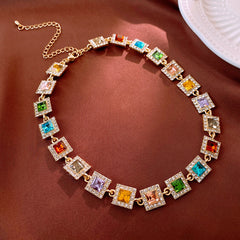 Gothic revival vintage necklace – exaggerated European light luxury statement jewelry with rhinestone and alloy designs