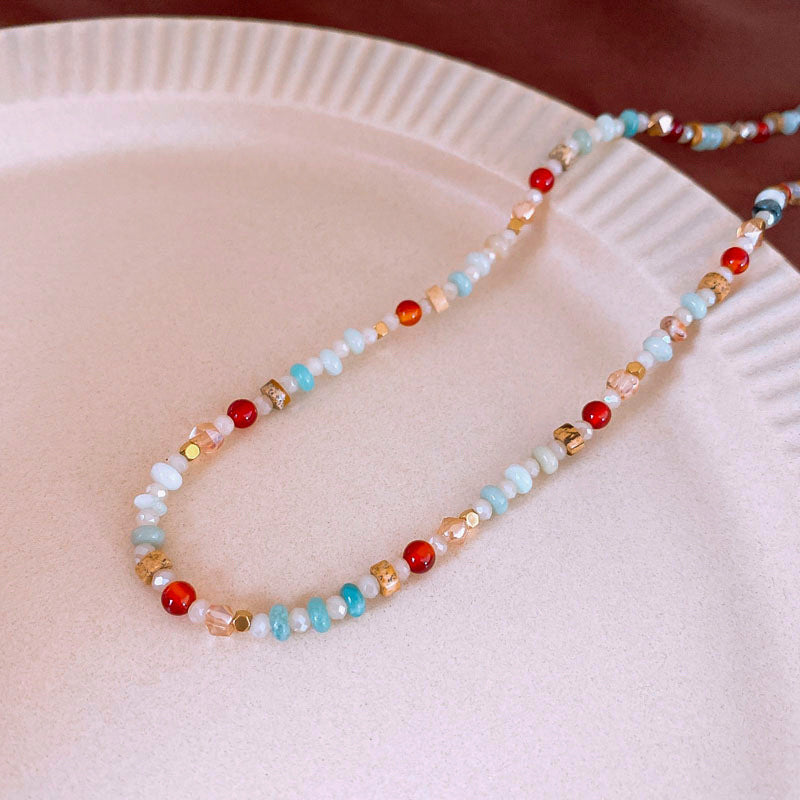 Baroque freshwater pearl colorful bead necklace and bracelet set – light luxury elegant women’s jewelry