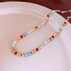 Baroque freshwater pearl colorful bead necklace and bracelet set – light luxury elegant women’s jewelry