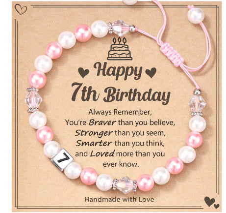 Milestone Birthday Bracelet for Girls (1st–8th)