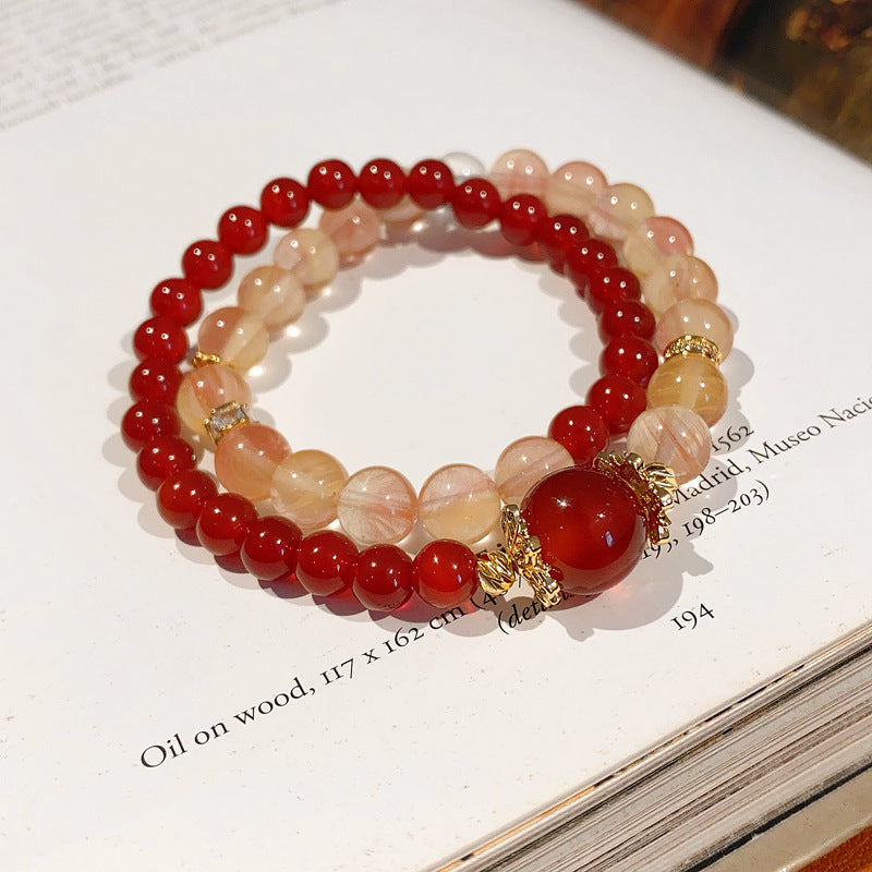 Oriental Crystal Bead Bracelet Series – Natural White & Yellow Gemstones, Retro Chic Elegance