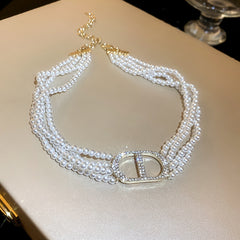 Gothic revival vintage necklace – exaggerated European light luxury statement jewelry with rhinestone and alloy designs