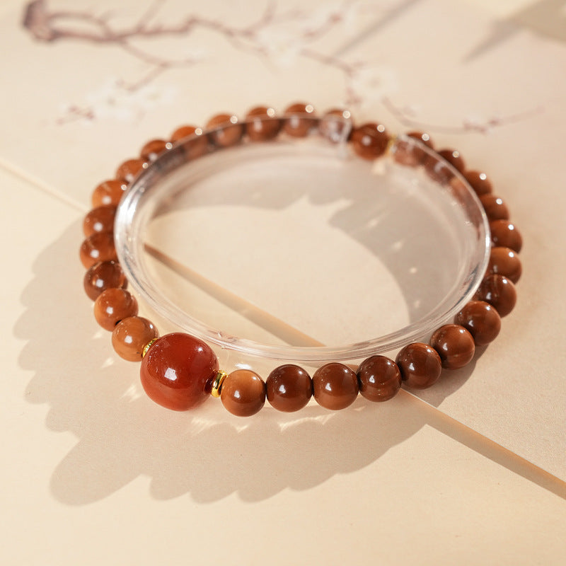 Cinnamon Glow Bead Bracelet with warm earthy tones and focal bead – Glazenya jewelry